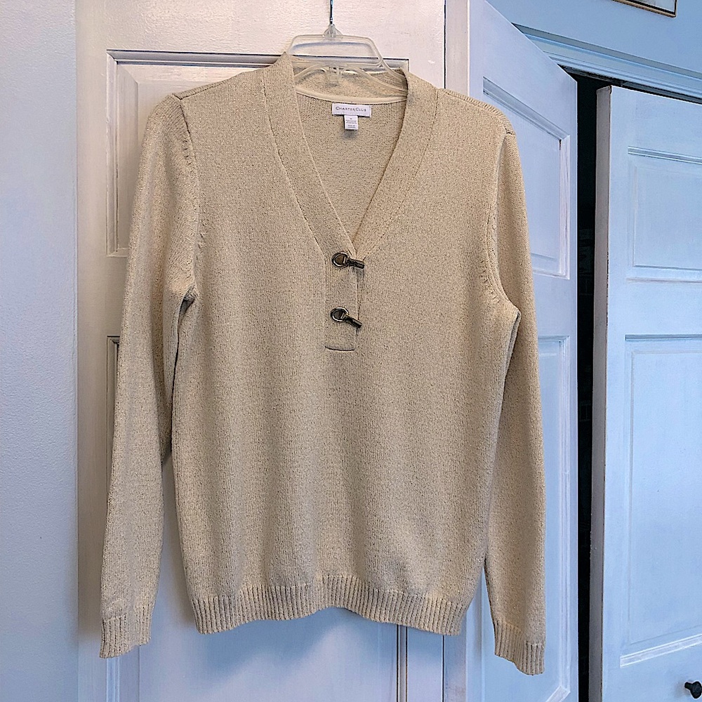 Charter Club cream and gold sweater -size M